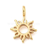 Brass Pendants, Real 14K Gold Plated, Sun, 17x11x5.5mm, Hole: 3.2mm(KK-A202-01A-G)