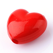 Opaque Acrylic Beads, Heart, Red, 12x14.5x5.5mm, Hole: 1.5mm(X-SACR-S788-C07)