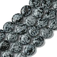 Natural Snowflake Obsidian Beads Strands, Flat Oval, 15~16x13.5~14x6~7mm, Hole: 1mm, about 26pcs/strand, 15.79''(40.1cm)(G-K365-B15-03)