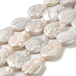 Natural Keshi Pearl Beads Strands, Baroque Pearls, Cultured Freshwater Pearl, Teardrop, Old Lace, 24~28x19~21x5~8mm, Hole: 0.6mm, about 16pcs/strand, 15.83~16.42''(40.2~41.7cm)(PEAR-E016-001)