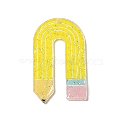 Acrylic Pendants, with Glitter Powder, Pencil, Yellow, 52.5x30x2mm, Hole: 1.8mm(OACR-H113-01D)