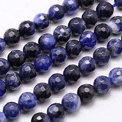 Natural Sodalite Beads Strands, Faceted, Round, 8mm, Hole: 1mm, about 46pcs/strand, 15.75 inch(G-G542-8mm-28)