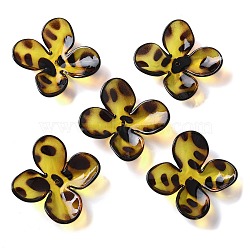 Resin Bead Caps, Flower, Yellow, 40.5x41x3mm, Hole: 1.8mm(RESI-D300-03)