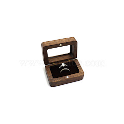 Magnetic Wooden Ring Storage Boxes, with Clear Window & Velvet Inside, Rectangle, Coffee, 6.5x4.5x3cm(WOCR-PW0001-071C)