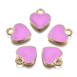 Alloy Enamel Charms, Heart, Light Gold, Violet, 12x10x2mm, Hole: 2mm(ENAM-S121-041G)