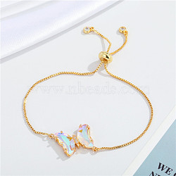 European Jewelry Simple and Elegant Crystal Butterfly Bracelet Adjustable Bracelet for Women, Clear AB, 0.1cm(ST1969160)