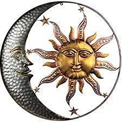 Iron Wall Decorations, Home Decoration Supplies, Moon with Sun, Gray, 280x286mm(WG70184-03)