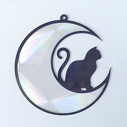 Acrylic Big Pendant, Black, Cat, Moon, 127mm(PW-WG20242-07)