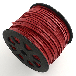 Faux Suede Cord, Faux Suede Lace, with Imitation Leather, FireBrick, 3x1mm, 100yards/roll(300 feet/roll)(LW-S015-17)