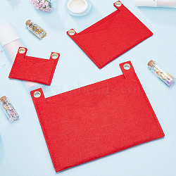 WADORN 3Pcs 3 Style Felt Bags Organizer Insert, Mini Envelope Handbag Shaper Premium Felt, with Iron Grommets, Red, 9~22x8~18.3x0.5~0.55cm, Hole: 10mm, 1pc/style(PURS-WR0006-85B)