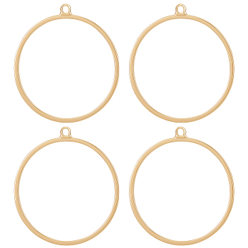 20Pcs Brass Pendants, Nickel Free, Ring, Real 18K Gold Plated, 28x25x1mm, Hole: 1.6mm