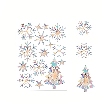 2 Sheets Rainbow Prism PVC Window Static Stickers, Waterproof 3D Laser Electrostatic Glass Window Decals for Window Decoration, Snowflake, 220x300mm