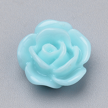 Resin Cabochons, Rose Flower, Light Blue, 10x5mm, Bottom: 7~8mm