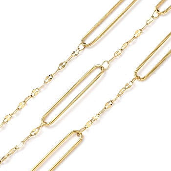 304 Stainless Steel Dapped Chains, Ion Plating(IP), Soldered, with Spool, Real 18K Gold Plated, 30x5.5x1mm, 10m/roll