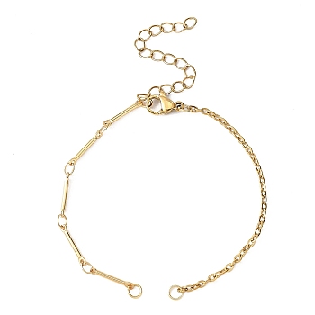 Brass Bar Link Chain & 304 Stainless Steel Cable Chain Bracelet Making, Golden, 6-1/4 inch(15.8cm)