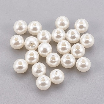 ABS Plastic Imitation Pearl Beads, Round, Old Lace, 18mm, Hole: 2.6mm