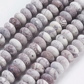 Natural American Turquoise Beads Strands, Frosted, Rondelle, 4~4.5x2~2.5mm, Hole: 1mm, about 150pcs/strand, 15.1  inch~15.3 inch(38.5~39cm)