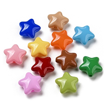 Opaque Acrylic Beads, Star, Mixed Color, 20x21x10mm, Hole: 2.5mm
