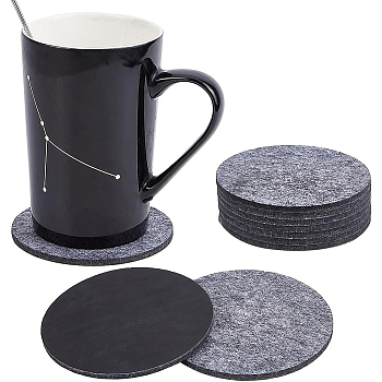 Flat Round Wool Felt Cup Mat, Self-adhesive Felt Coaster, for Drink with Holder, Gray, 101x4mm