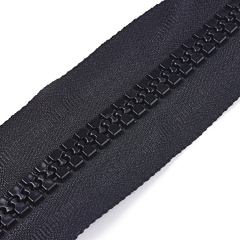 Garment Accessories, Cloth and Resin Zipper, Zip-fastener Components, Black, 40mm, 10yards/bundle