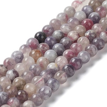 Natural Plum Blossom Tourmaline Beads Strands, Round, 6mm, Hole: 0.9mm, about 67~68pcs/strand, 38.6~39.1cm
