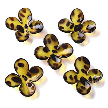 Resin Bead Caps, Flower, Yellow, 40.5x41x3mm, Hole: 1.8mm