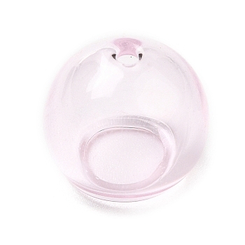 Transparent Glass Bead Cone, for Wind Chimes Making, Half Round, Pearl Pink, 10.5x8.5~8.8mm, Hole: 1.2mm, Inner Diameter: 5.8mm