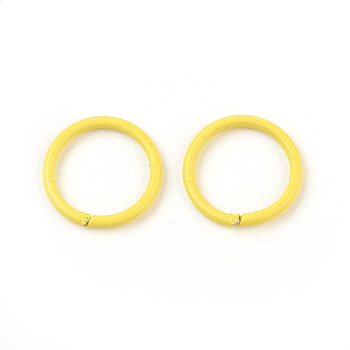 Iron Jump Rings, Open Jump Rings, Yellow, 18 Gauge, 10x1mm, Inner Diameter: 8mm