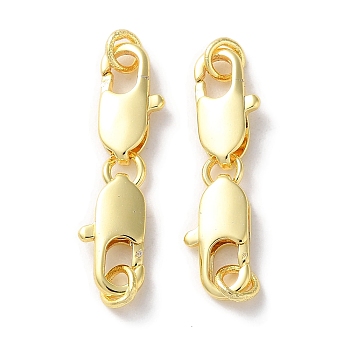 Rack Plating Brass Lobster Claw Clasps, with Jump Rings, Long-Lasting Plated, Lead Free & Cadmium Free, Golden, 25mm, Clasp: 12x6x2mm, Hole: 2.8mm