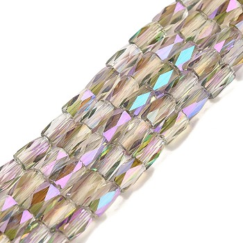 Electroplate Glass Beads Strands, Faceted, Column, Rosy Brown, 4x2mm, Hole: 0.9mm, about 100pcs/strand, 19.29''(49cm)