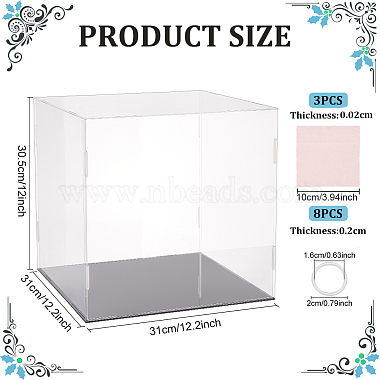 Rectangle Transparent Acrylic Minifigures Display Boxes with Black Base(ODIS-WH0030-50B)-2