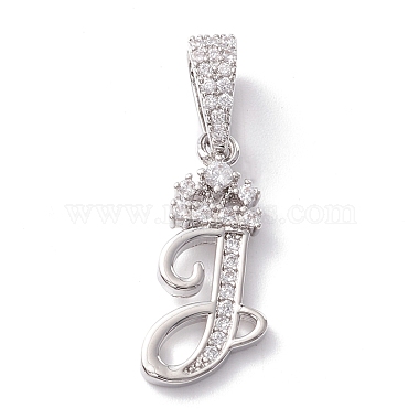 Real Platinum Plated Alphabet Brass+Cubic Zirconia Pendants