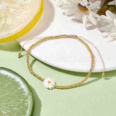 Flower Natural Shell & Glass Seed Braided Bead Bracelets(BJEW-JB09920)-2