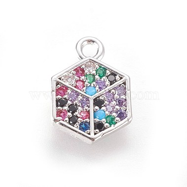 Brass Micro Pave Cubic Zirconia Charms(ZIRC-L075-11A-P)-2