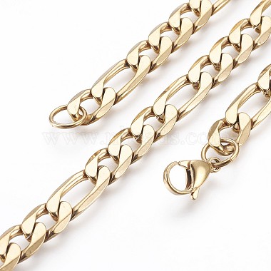 Ion Plating(IP) 304 Stainless Steel Figaro Chain Bracelets(BJEW-P236-20G)-2