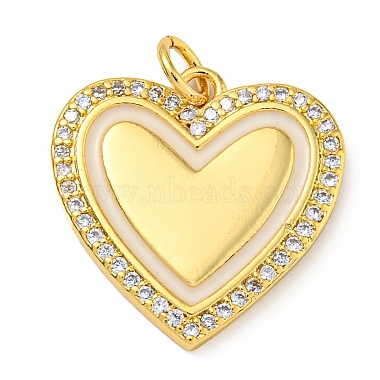 Real 18K Gold Plated White Heart Brass+Cubic Zirconia+Enamel Pendants