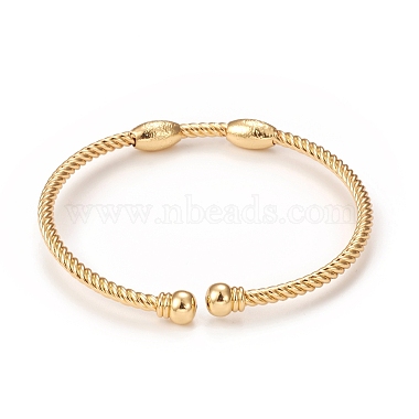 Bracelets de manchette en laiton de placage de rack avec perle(BJEW-E071-07G)-2