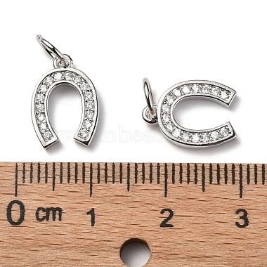 CZ Brass Micro Pave Cubic Zirconia Horse Shoe Charms(ZIRC-L018-13P)-3