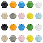 20Pcs 10 Colors Wood Beads, Octagon, Mixed Color, 19.5mm, Hole: 4mm, 2pcs/color(WOOD-FS0002-57)