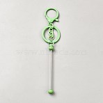 Alloy Bar Beadable Keychain for Jewelry Making DIY Crafts, with Lobster Claw Clasps, Platinum, Pale Green, 148mm(DIY-WH0128-59P-07)
