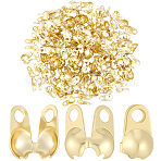 150Pcs Brass Bead Tips, Calotte Ends, Clamshell Knot Cover, Real 14K Gold Plated, 7.5x4.5x3.5mm, Hole: 0.8mm and 1.6mm, Inner Diameter: 3.3mm(KK-BBC0027-85A)