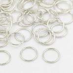 Iron Open Jump Rings, Round, Nickel Free, Platinum, 21 Gauge, 5x0.7mm, Inner Diameter: 3.6mm, about 22000pcs/1000g(JR5mm-NF)