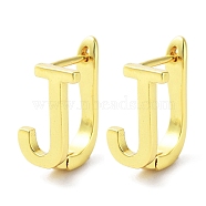 Brass Letter Stud Earrings for Women, Lead Free & Cadmium Free, Real 18K Gold Plated, Letter J, 15.5x9mm(EJEW-A038-01J-G)