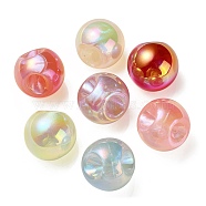 UV Plating Rainbow Iridescent Acrylic Beads, with Glitter Powder, Round, Mixed Color, 18.5mm, Hole: 4mm(OACR-P015-06)
