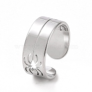 304 Stainless Steel Hollow Out Spider Open Cuff Ring for Women, Stainless Steel Color, Inner Diameter: 17mm(RJEW-C053-03P)