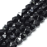 Natural Black Onyx Beads Strands, Star Cut Round Beads, Faceted, Dyed, 6~6.5x6mm, Hole: 1mm, about 58pcs/strand, 15.9 inch(G-S149-02-6mm)