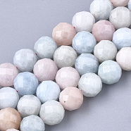 Natural Morganite Beads Strands, Faceted, Round, 5.5~6x6mm, Hole: 1mm, about 32pcs/strand, 7.48 inch(G-S345-6mm-012)