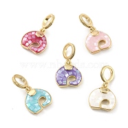 European Dangle Charms, with Brass Findings, Long-Lasting Plated, Flat Round, Mixed Color, 20.5x11.5x3mm, Hole: 5mm(KK-K257-05)