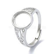 Adjustable 925 Sterling Silver Ring Components, with Cubic Zirconia, Real Platinum Plated, 2~7mm, Inner Diameter: 18mm(STER-K179-41P)