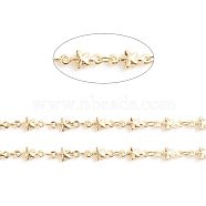Brass Star Link Chains, with Spool, Soldered, Long-Lasting Plated, Real 18K Gold Plated, 10x4.5x2mm, about 32.8 Feet(10m)/roll(CHC-E021-12A)